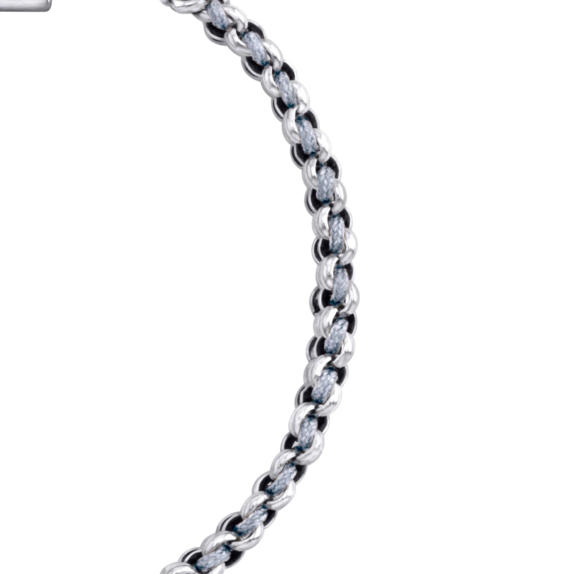 Pulsera En baño de rodio, Hilo de seda, Trenzado - Joyería y bisutería fina
