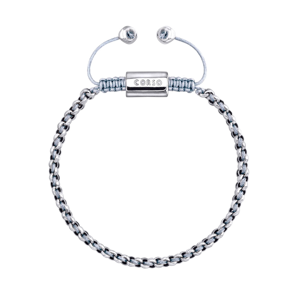 Pulsera En baño de rodio, Hilo de seda, Trenzado - Joyería y bisutería fina