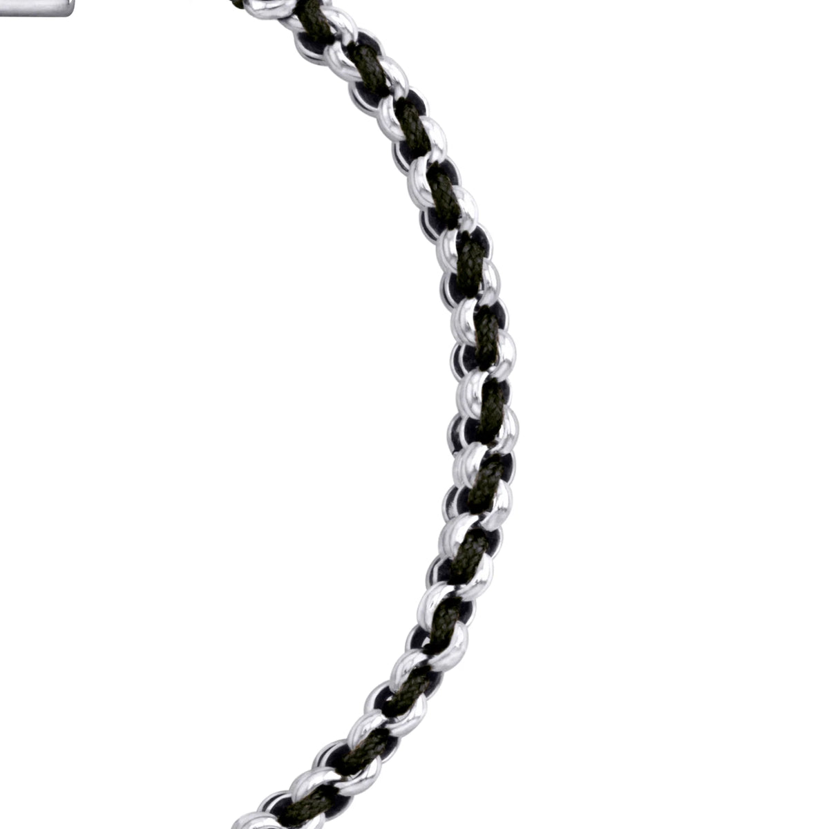 Pulsera En baño de rodio, Hilo de seda, Trenzado - Joyería y bisutería fina