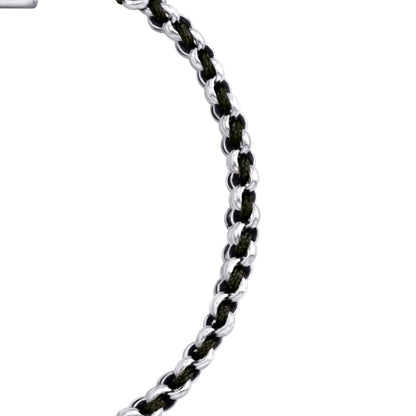 Pulsera En baño de rodio, Hilo de seda, Trenzado - Joyería y bisutería fina