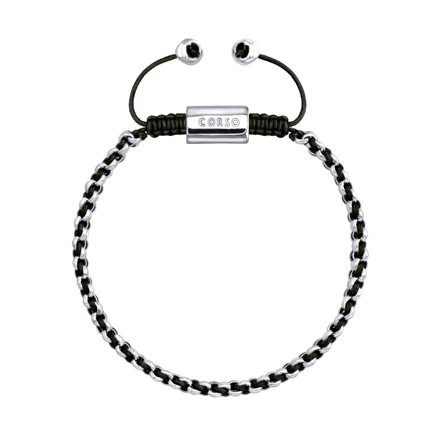 Pulsera En baño de rodio, Hilo de seda, Trenzado - Joyería y bisutería fina