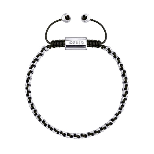 Pulsera En baño de rodio, Hilo de seda, Trenzado - Joyería y bisutería fina