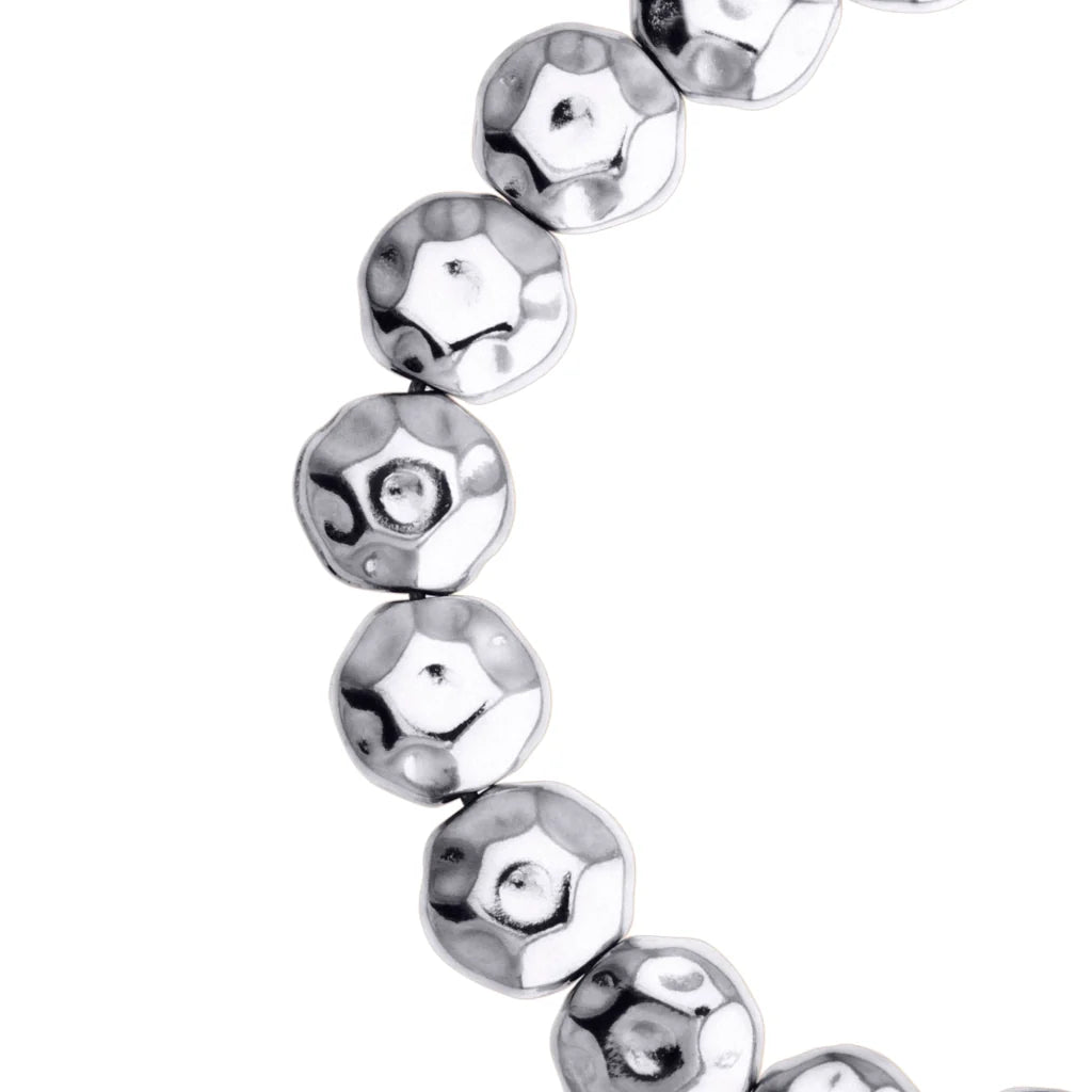 Pulsera ajustable con lunetas facetadas y placa central con insignia bañada de rodio - Joyería y bisutería fina