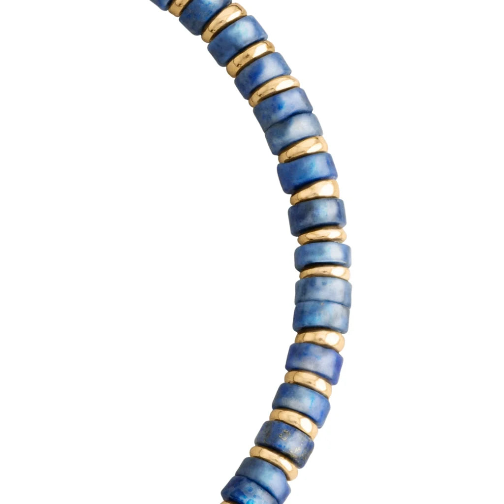 Pulsera con rondeles de piedra de 4mm con mini donas en baño de oro 22K - Joyería y bisutería fina