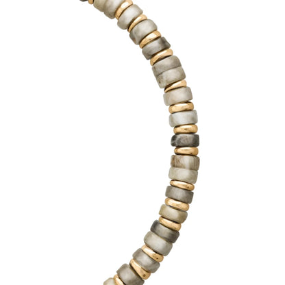 Pulsera con rondeles de piedra de 4mm con mini donas en baño de oro 22K - Joyería y bisutería fina