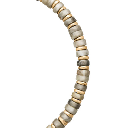 Pulsera con rondeles de piedra de 4mm con mini donas en baño de oro 22K - Joyería y bisutería fina