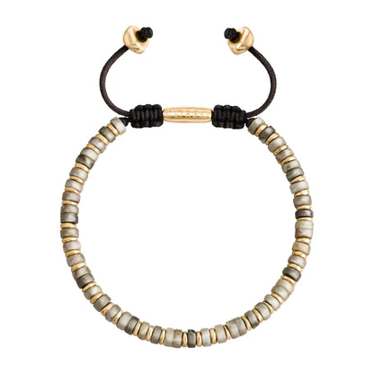 Pulsera con rondeles de piedra de 4mm con mini donas en baño de oro 22K - Joyería y bisutería fina
