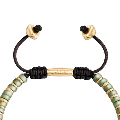 Pulsera con rondeles de piedra de 4mm con mini donas en baño de oro 22K - Joyería y bisutería fina