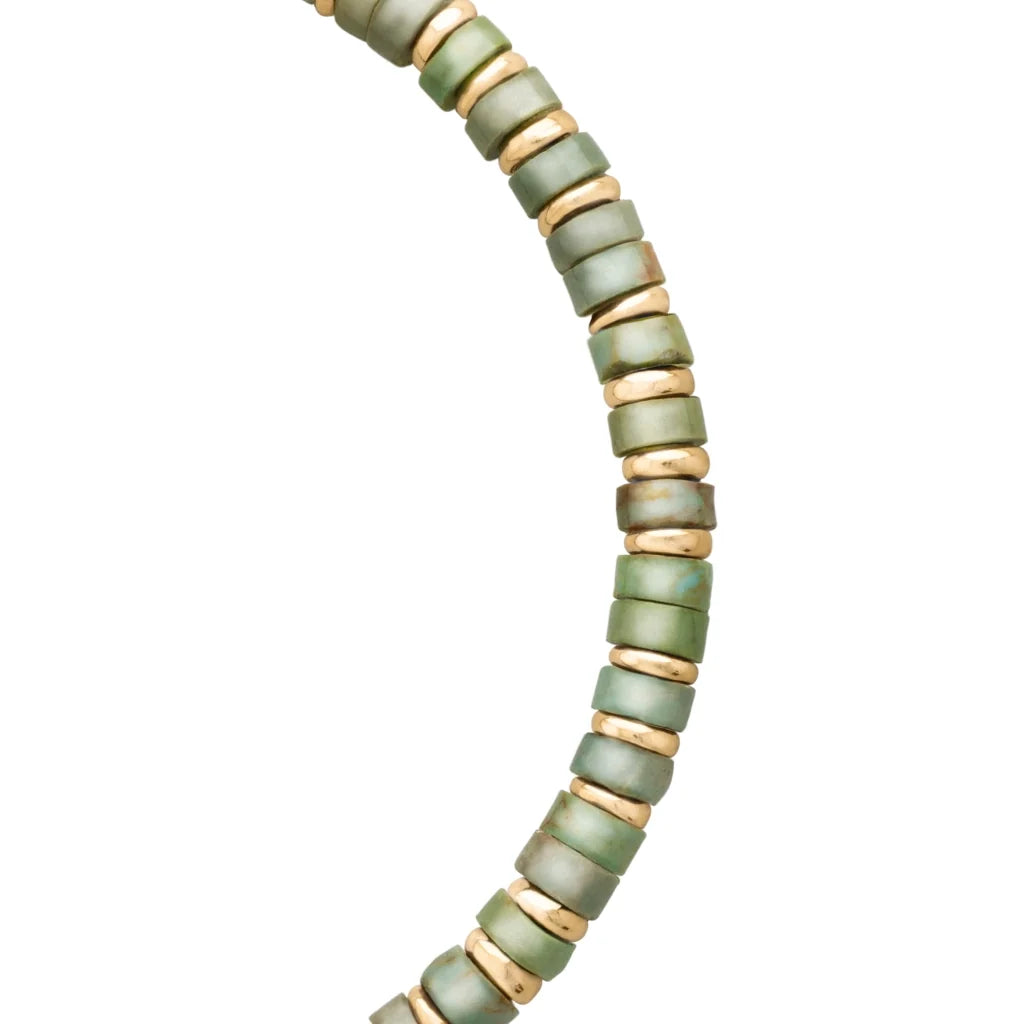 Pulsera con rondeles de piedra de 4mm con mini donas en baño de oro 22K - Joyería y bisutería fina