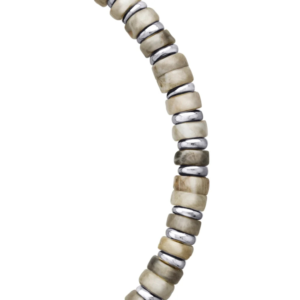 Pulsera con rondeles de piedra de 4mm con mini donas en baño de rodio - Joyería y bisutería fina