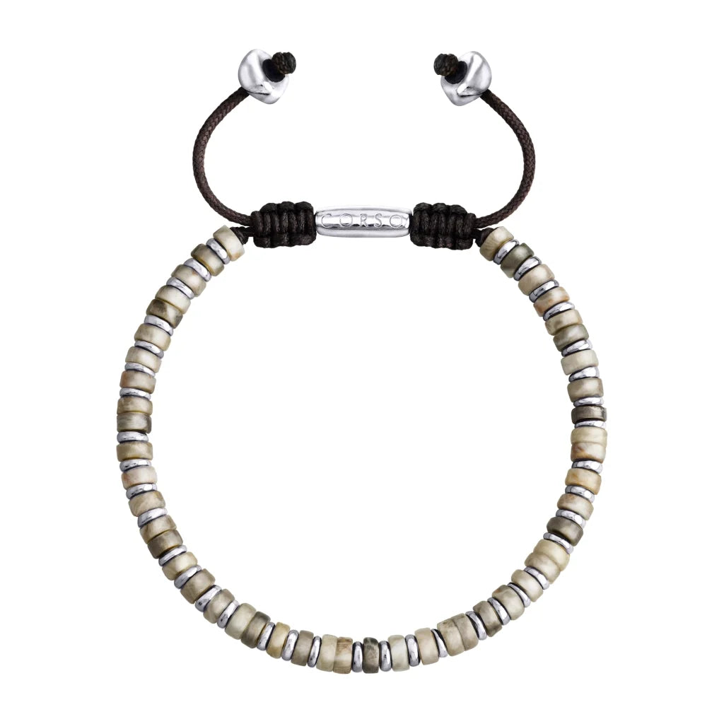 Pulsera con rondeles de piedra de 4mm con mini donas en baño de rodio - Joyería y bisutería fina