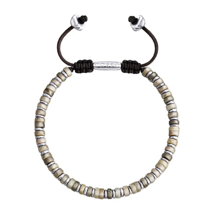 Pulsera con rondeles de piedra de 4mm con mini donas en baño de rodio - Joyería y bisutería fina