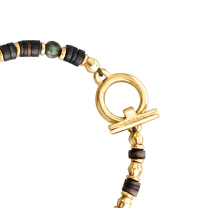 Pulsera en baño de Oro 22K con conchas filipinas talladas a mano y piedras semipreciosas - Joyería y bisutería fina
