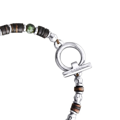 Pulsera en baño de rodio con conchas filipinas talladas a mano y piedras semipreciosas - Joyería y bisutería fina