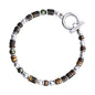 Pulsera en baño de rodio con conchas filipinas talladas a mano y piedras semipreciosas - Joyería y bisutería fina