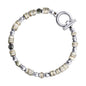 Pulsera en baño de rodio con conchas filipinas talladas a mano y piedras semipreciosas - Joyería y bisutería fina