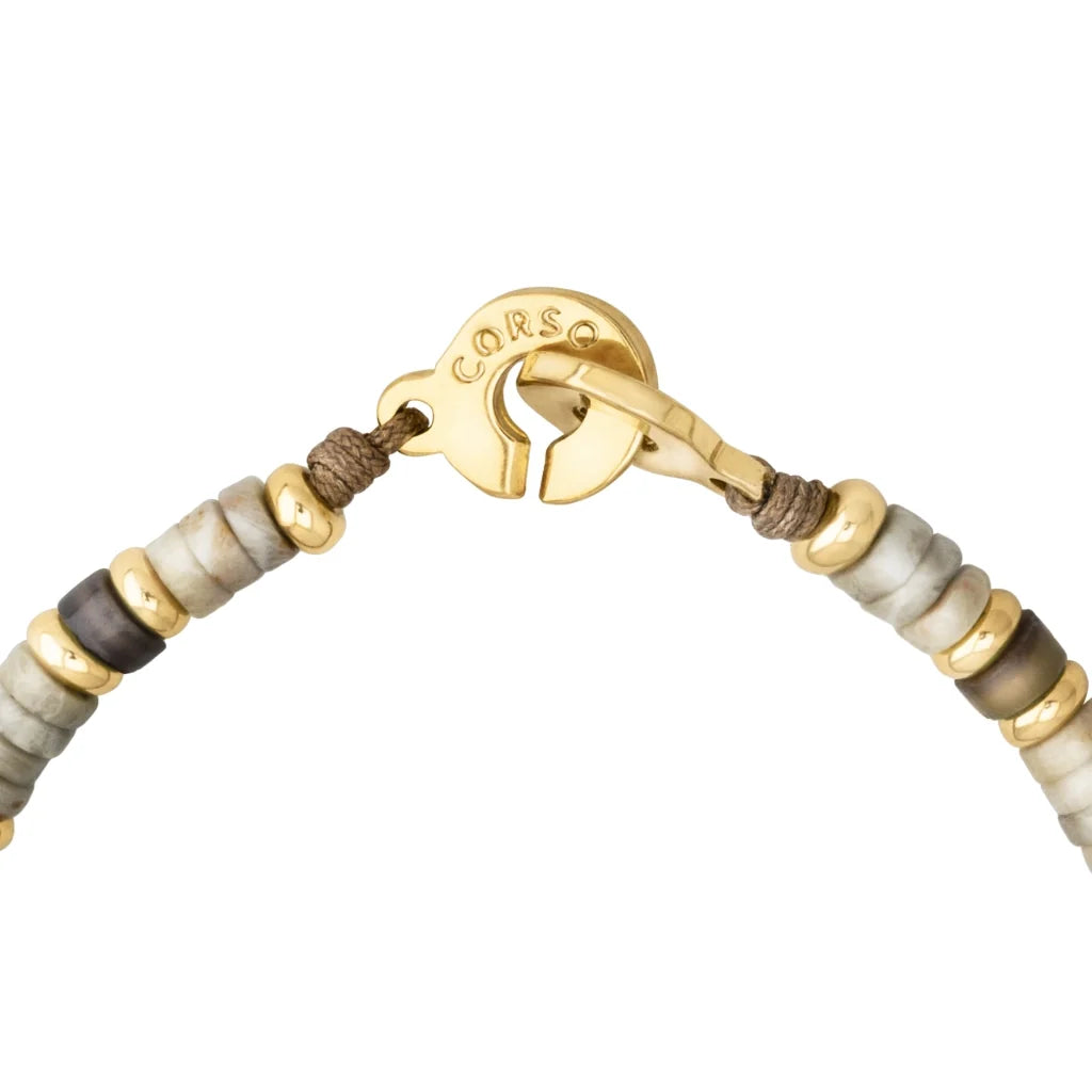Pulsera baño de Oro 22K, rondeles de piedras naturales - Joyería y bisutería fina