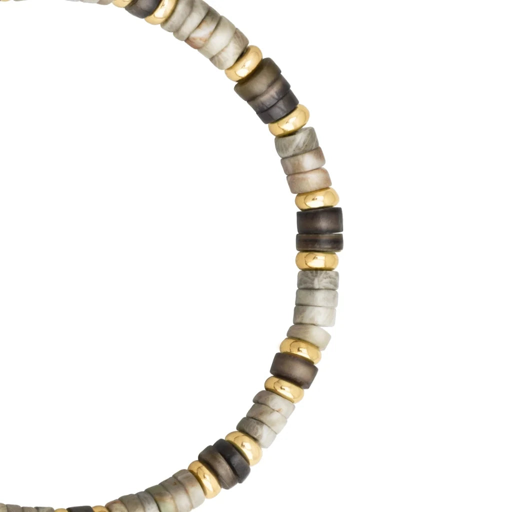 Pulsera baño de Oro 22K, rondeles de piedras naturales - Joyería y bisutería fina