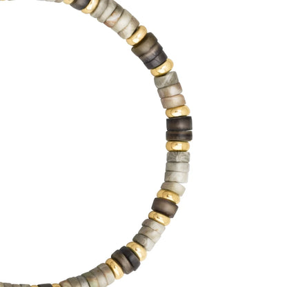 Pulsera baño de Oro 22K, rondeles de piedras naturales - Joyería y bisutería fina