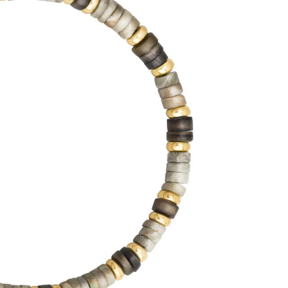 Pulsera baño de Oro 22K, rondeles de piedras naturales - Joyería y bisutería fina