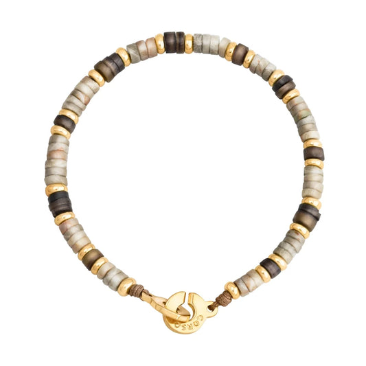 Pulsera baño de Oro 22K, rondeles de piedras naturales - Joyería y bisutería fina