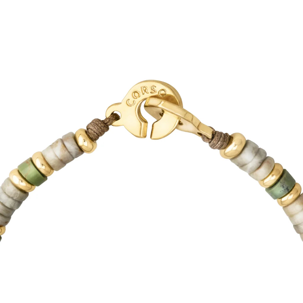 Pulsera baño de Oro 22K, rondeles de piedras naturales - Joyería y bisutería fina