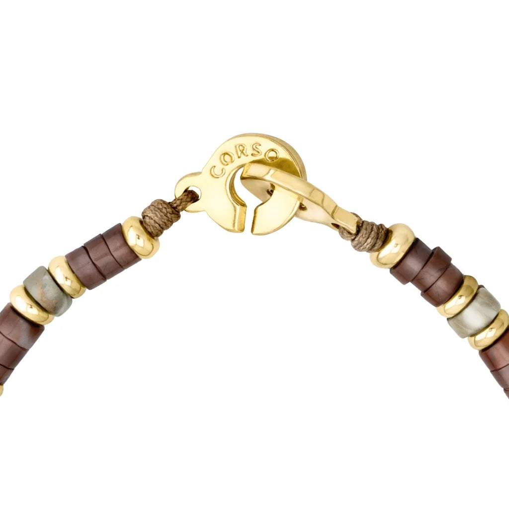 Pulsera baño de Oro 22K, rondeles de piedras naturales - Joyería y bisutería fina