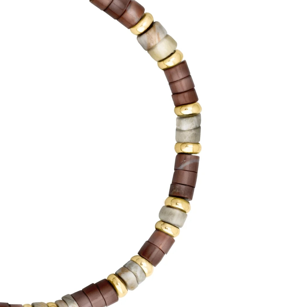 Pulsera baño de Oro 22K, rondeles de piedras naturales - Joyería y bisutería fina