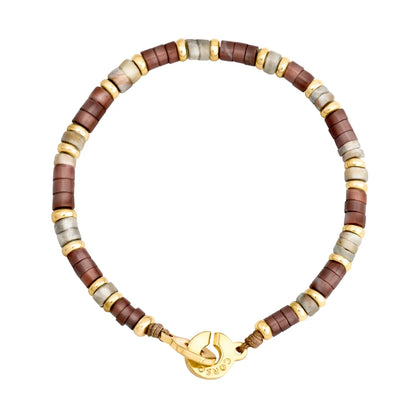Pulsera baño de Oro 22K, rondeles de piedras naturales - Joyería y bisutería fina