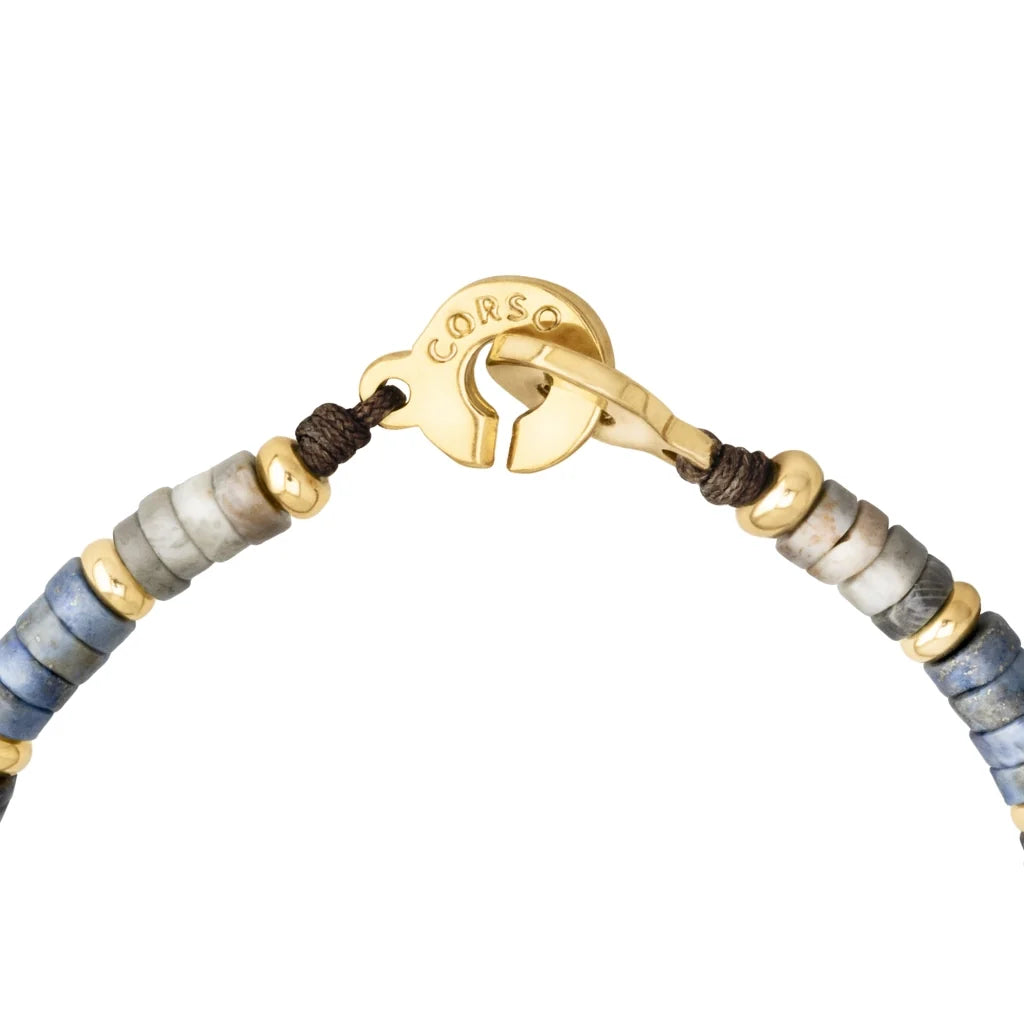 Pulsera baño de Oro 22K, rondeles de piedras naturales - Joyería y bisutería fina