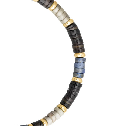 Pulsera baño de Oro 22K, rondeles de piedras naturales - Joyería y bisutería fina