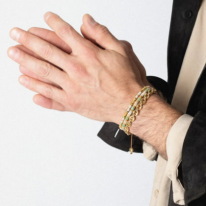Pulsera baño de Oro 22K, rondeles de piedras naturales - Joyería y bisutería fina