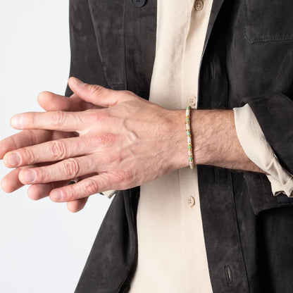 Pulsera baño de Oro 22K, rondeles de piedras naturales - Joyería y bisutería fina