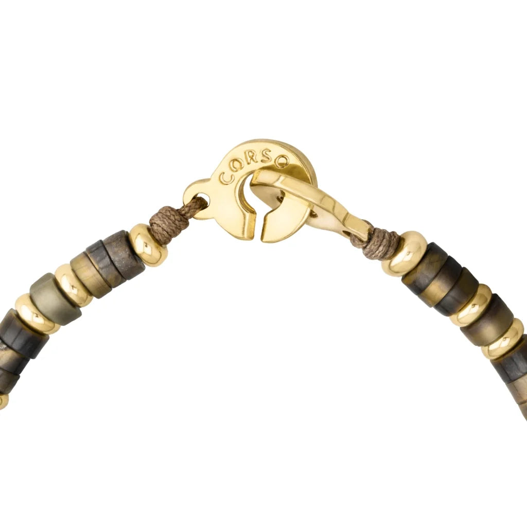 Pulsera baño de Oro 22K, rondeles de piedras naturales - Joyería y bisutería fina