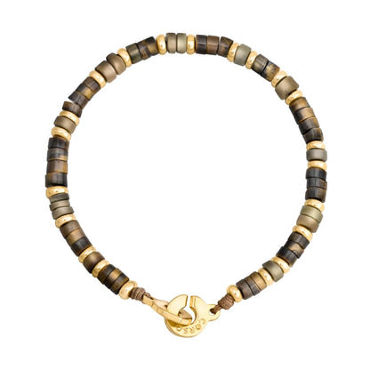 Pulsera baño de Oro 22K, rondeles de piedras naturales - Joyería y bisutería fina