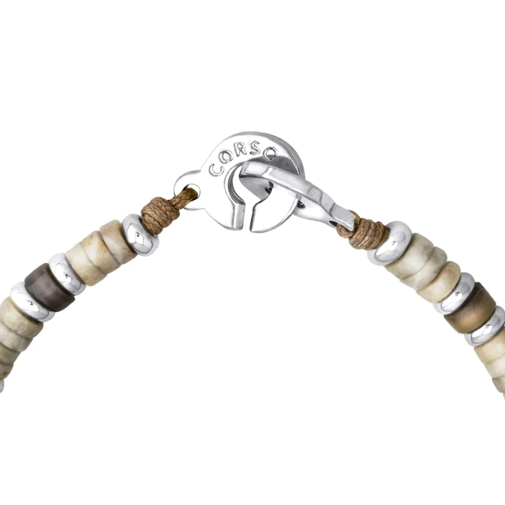 Pulsera baño de rodio, rondeles de piedras naturales - Joyería y bisutería fina