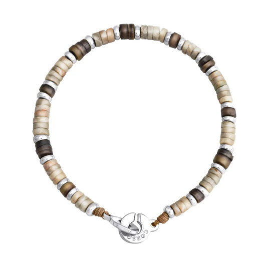 Pulsera baño de rodio, rondeles de piedras naturales - Joyería y bisutería fina