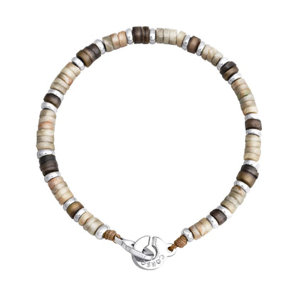 Pulsera baño de rodio, rondeles de piedras naturales - Joyería y bisutería fina