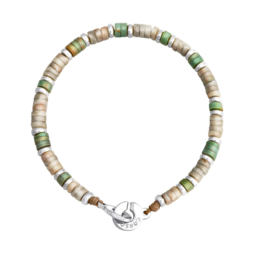 Pulsera baño de rodio, rondeles de piedras naturales - Joyería y bisutería fina