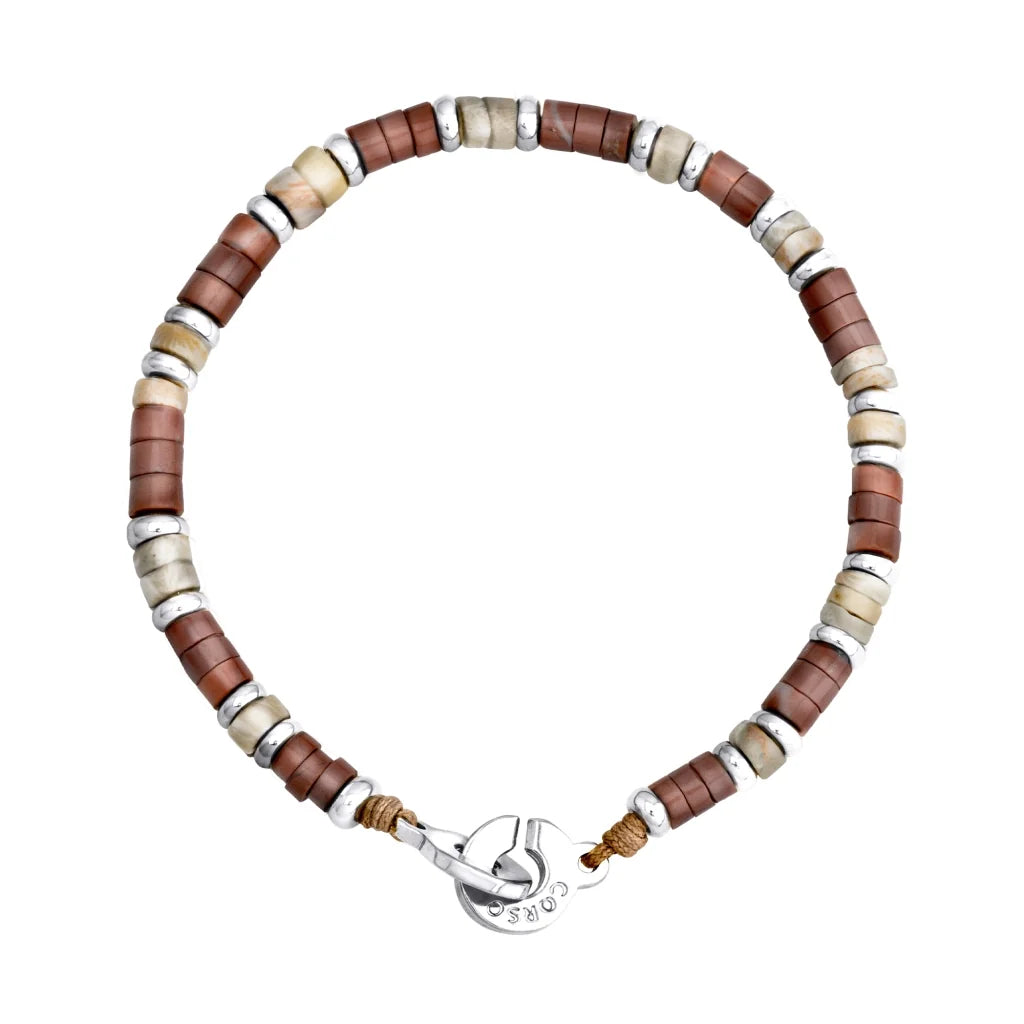 Pulsera baño de rodio, rondeles de piedras naturales - Joyería y bisutería fina