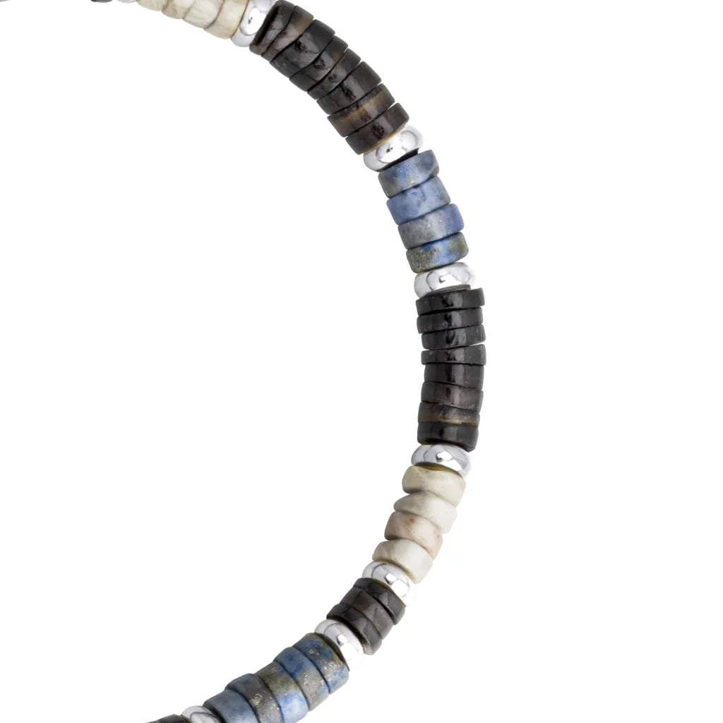 Pulsera baño de rodio, rondeles de piedras naturales - Joyería y bisutería fina