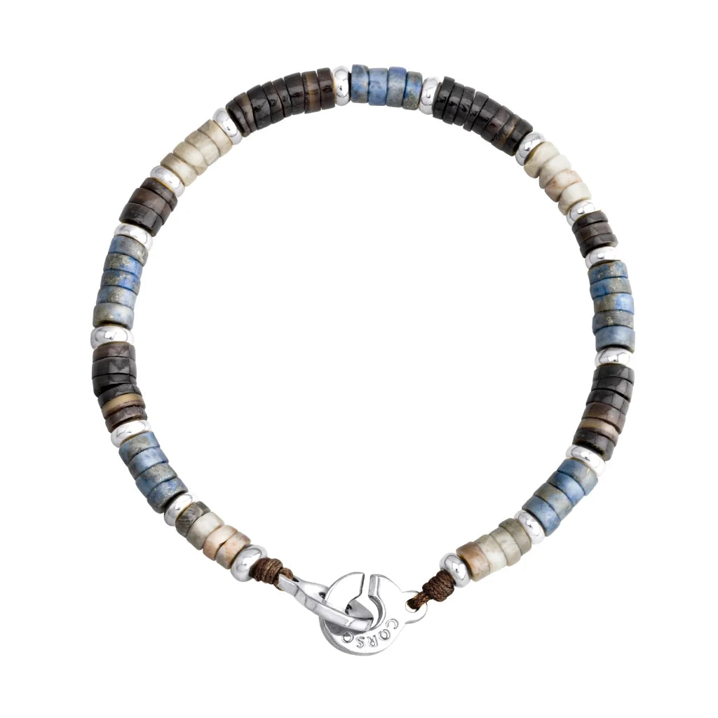 Pulsera baño de rodio, rondeles de piedras naturales - Joyería y bisutería fina