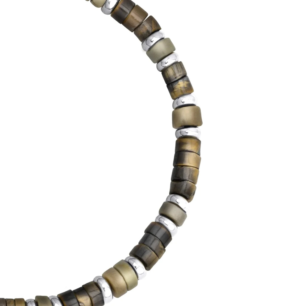 Pulsera baño de rodio, rondeles de piedras naturales - Joyería y bisutería fina