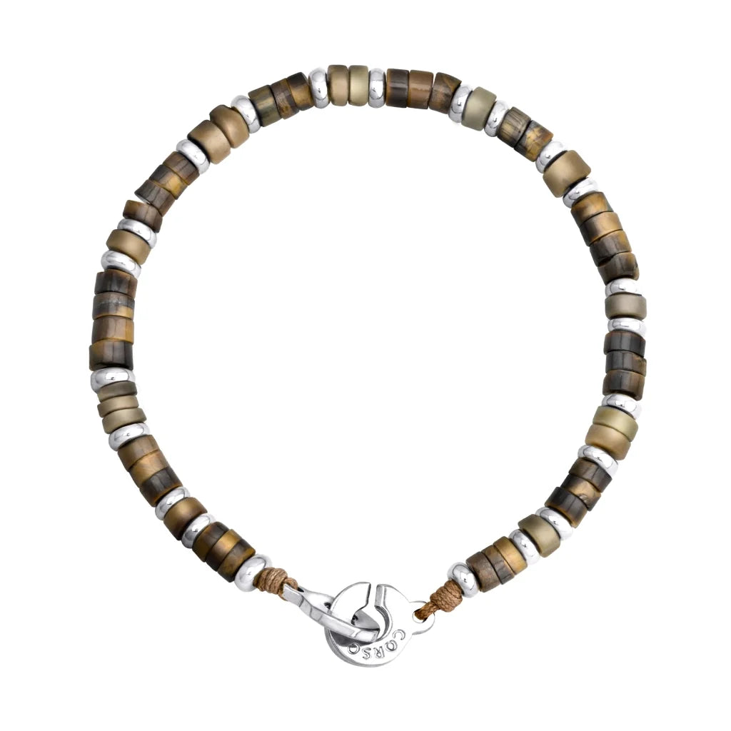 Pulsera baño de rodio, rondeles de piedras naturales - Joyería y bisutería fina