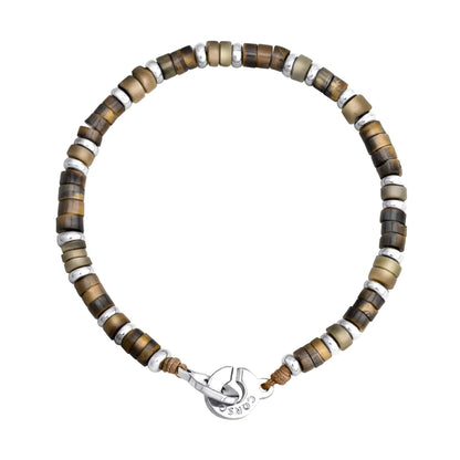 Pulsera baño de rodio, rondeles de piedras naturales - Joyería y bisutería fina