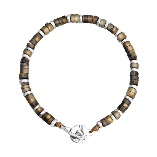 Pulsera baño de rodio, rondeles de piedras naturales - Joyería y bisutería fina