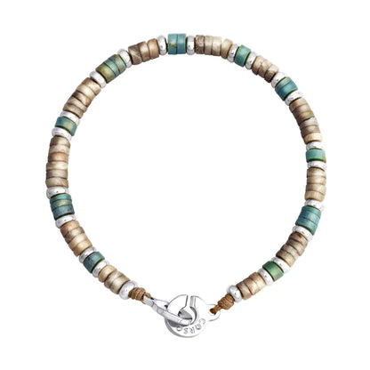 Pulsera baño de rodio, rondeles de piedras naturales - Joyería y bisutería fina
