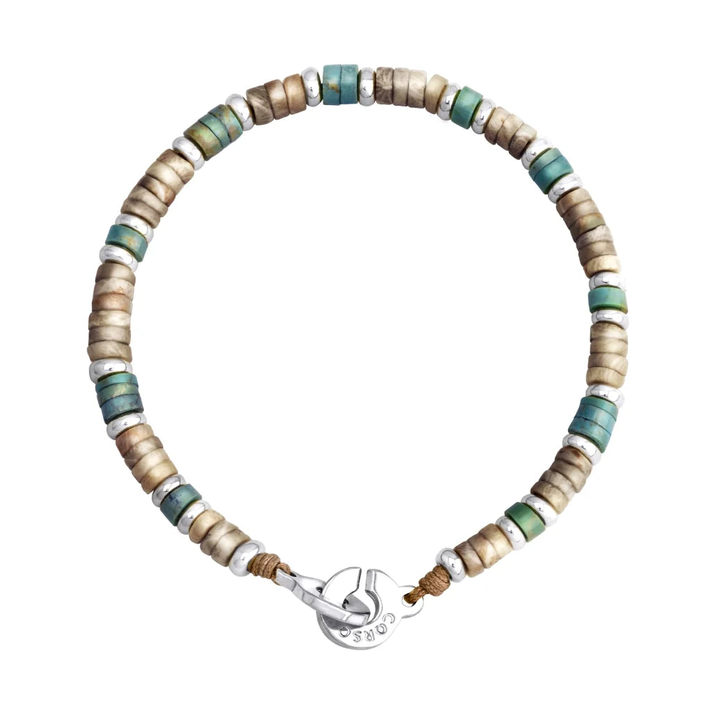 Pulsera baño de rodio, rondeles de piedras naturales - Joyería y bisutería fina