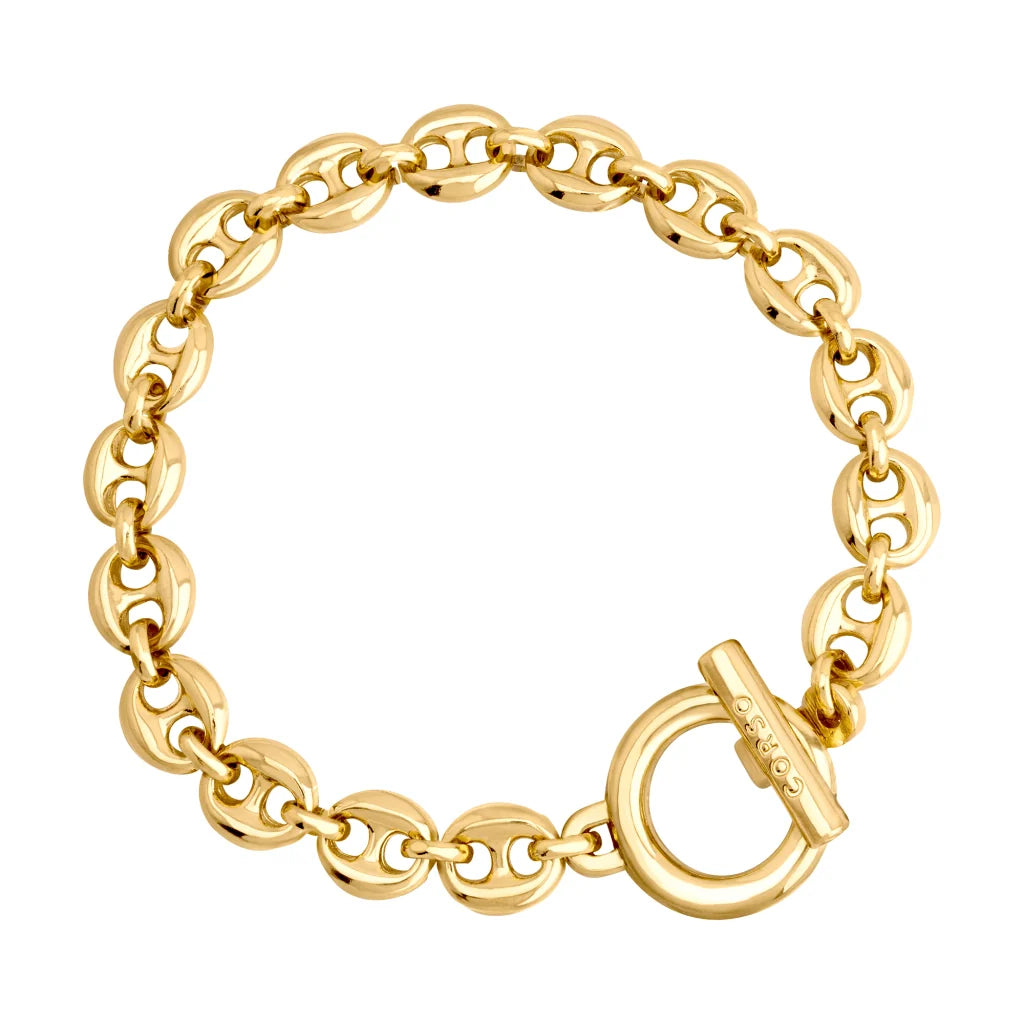 Pulsera de eslabones con broche omega en baño de oro 22K - Joyería y bisutería fina
