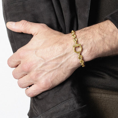 Pulsera de eslabones con broche omega en baño de oro 22K - Joyería y bisutería fina